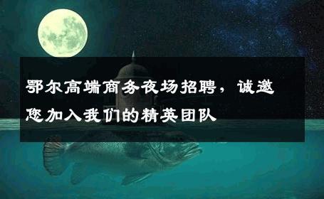 鄂尔高端商务夜场招聘，诚邀您加入我们的精英团队