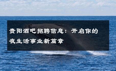 贵阳酒吧招聘信息：开启你的夜生活事业新篇章
