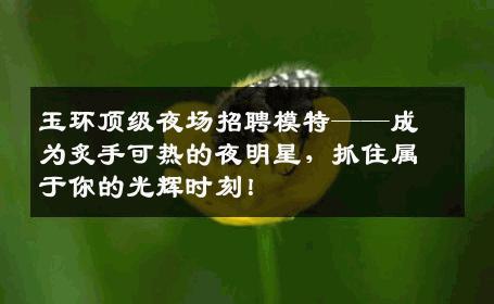 玉环顶级夜场招聘模特——成为炙手可热的夜明星，抓住属于你的光辉时刻！