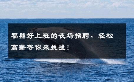 福鼎好上班的夜场招聘，轻松高薪等你来挑战！