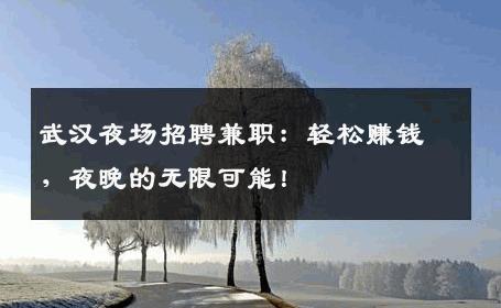 武汉夜场招聘兼职：轻松赚钱，夜晚的无限可能！