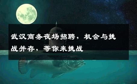武汉商务夜场招聘，机会与挑战并存，等你来挑战