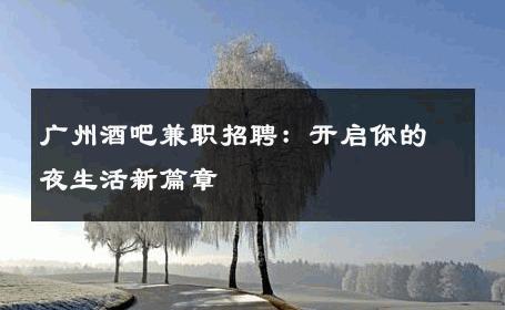 广州酒吧兼职招聘：开启你的夜生活新篇章
