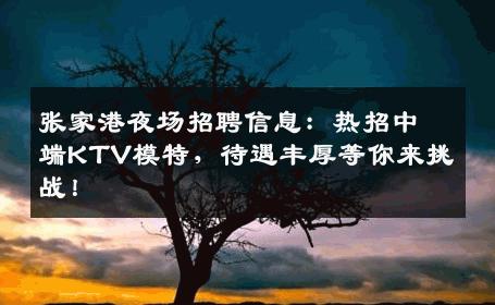 张家港夜场招聘信息：热招中端KTV模特，待遇丰厚等你来挑战！
