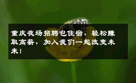 重庆夜场招聘包住宿，轻松赚取高薪，加入我们一起改变未来！