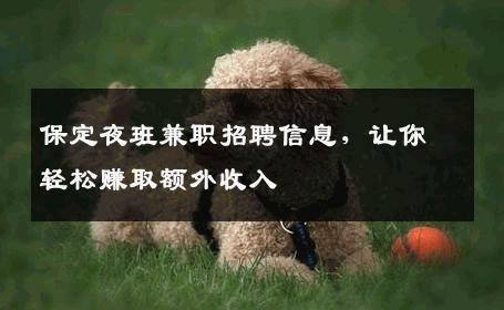 保定夜班兼职招聘信息，让你轻松赚取额外收入