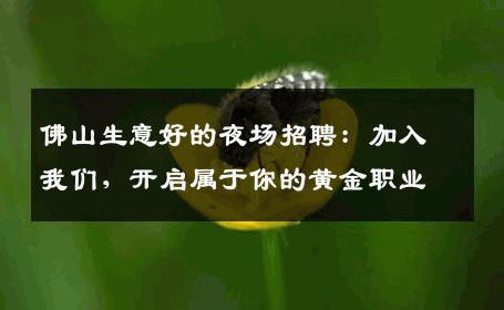 佛山生意好的夜场招聘：加入我们，开启属于你的黄金职业
