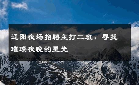 辽阳夜场招聘主打二班，寻找璀璨夜晚的星光