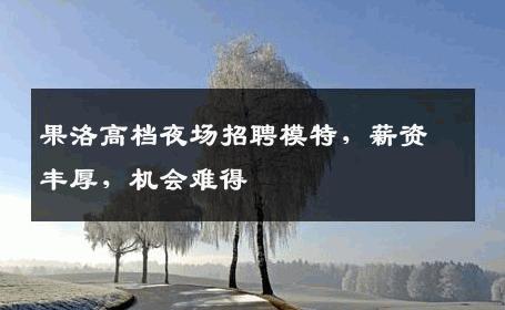 果洛高档夜场招聘模特，薪资丰厚，机会难得