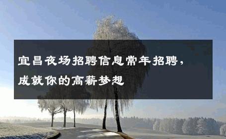 宜昌夜场招聘信息常年招聘，成就你的高薪梦想