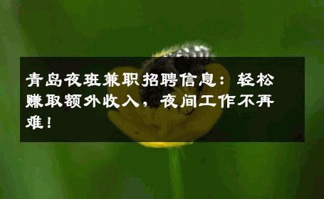 青岛夜班兼职招聘信息：轻松赚取额外收入，夜间工作不再难！