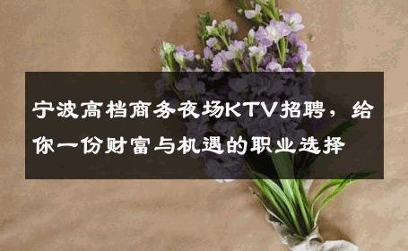 宁波高档商务夜场KTV招聘，给你一份财富与机遇的职业选择