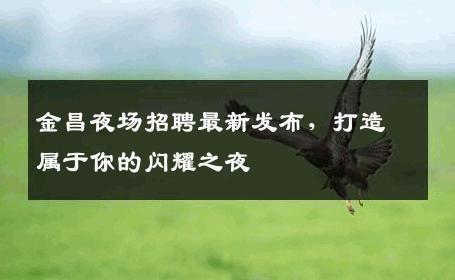 金昌夜场招聘最新发布，打造属于你的闪耀之夜