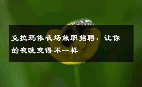 克拉玛依夜场兼职招聘，让你的夜晚变得不一样