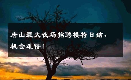 唐山最大夜场招聘模特日结，机会难得！