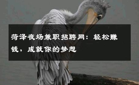 菏泽夜场兼职招聘网：轻松赚钱，成就你的梦想