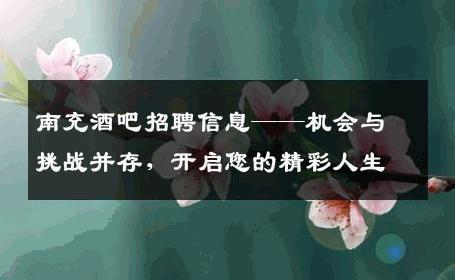 南充酒吧招聘信息——机会与挑战并存，开启您的精彩人生