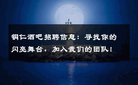 铜仁酒吧招聘信息：寻找你的闪亮舞台，加入我们的团队！