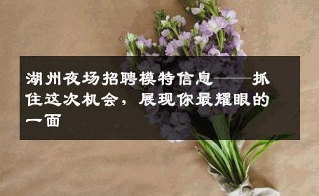 湖州夜场招聘模特信息——抓住这次机会，展现你最耀眼的一面