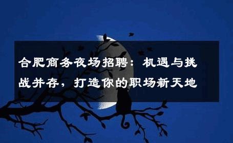 合肥商务夜场招聘：机遇与挑战并存，打造你的职场新天地