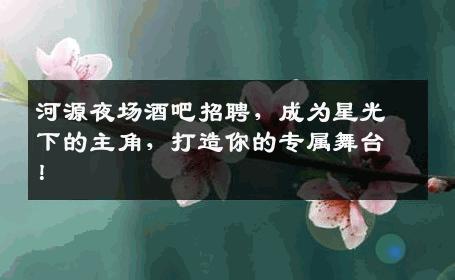 河源夜场酒吧招聘，成为星光下的主角，打造你的专属舞台！