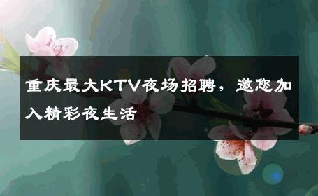 重庆最大KTV夜场招聘，邀您加入精彩夜生活