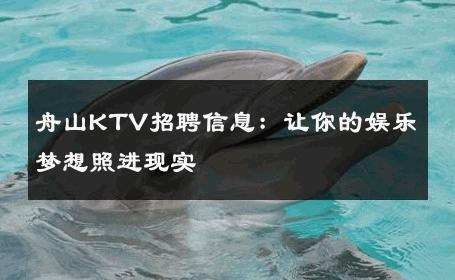 舟山KTV招聘信息：让你的娱乐梦想照进现实