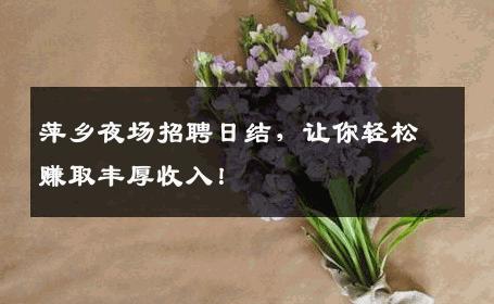 萍乡夜场招聘日结，让你轻松赚取丰厚收入！