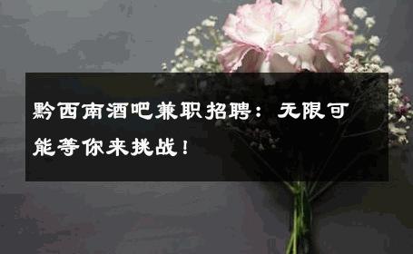 黔西南酒吧兼职招聘：无限可能等你来挑战！