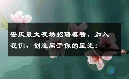 安庆最大夜场招聘模特，加入我们，创造属于你的星光！