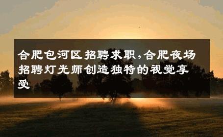 合肥包河区招聘求职,合肥夜场招聘灯光师创造独特的视觉享受