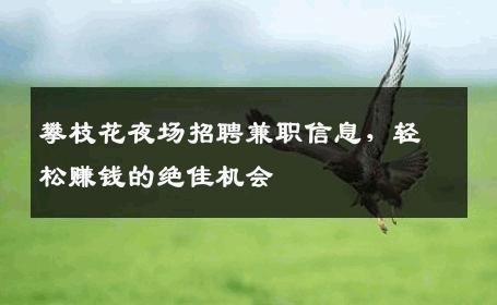 攀枝花夜场招聘兼职信息，轻松赚钱的绝佳机会