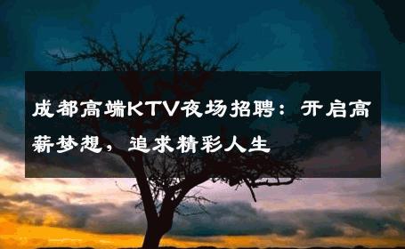 成都高端KTV夜场招聘：开启高薪梦想，追求精彩人生