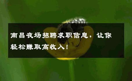 南昌夜场招聘求职信息，让你轻松赚取高收入！