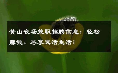 黄山夜场兼职招聘信息：轻松赚钱，尽享灵活生活！