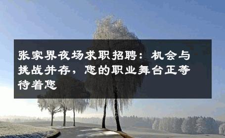 张家界夜场求职招聘：机会与挑战并存，您的职业舞台正等待着您