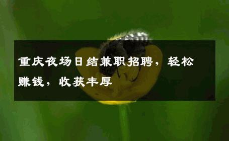 重庆夜场日结兼职招聘，轻松赚钱，收获丰厚