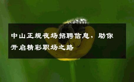 中山正规夜场招聘信息，助你开启精彩职场之路