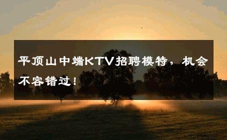 平顶山中端KTV招聘模特，机会不容错过！