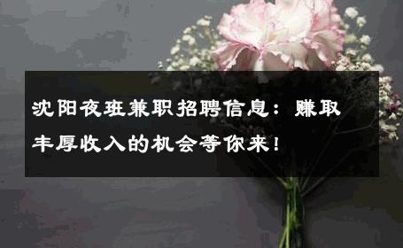 沈阳夜班兼职招聘信息：赚取丰厚收入的机会等你来！