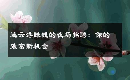 连云港赚钱的夜场招聘：你的致富新机会