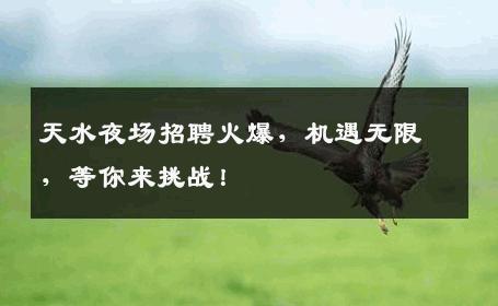 天水夜场招聘火爆，机遇无限，等你来挑战！