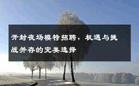 开封夜场模特招聘，机遇与挑战并存的完美选择