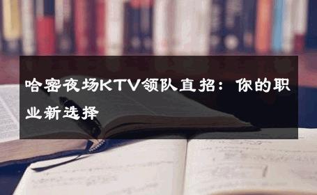 哈密夜场KTV领队直招：你的职业新选择