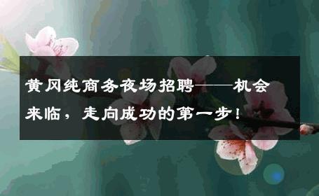 黄冈纯商务夜场招聘——机会来临，走向成功的第一步！