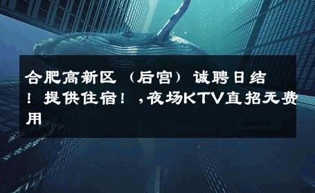 合肥高新区（后宫）诚聘日结！提供住宿！,夜场KTV直招无费用