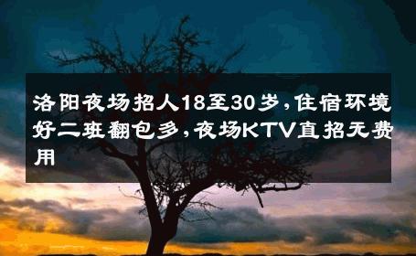 洛阳夜场招人18至30岁,住宿环境好二班翻包多,夜场KTV直招无费用