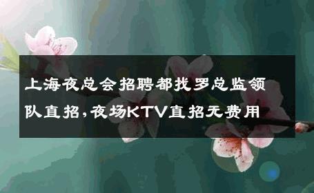 上海夜总会招聘都找罗总监领队直招,夜场KTV直招无费用