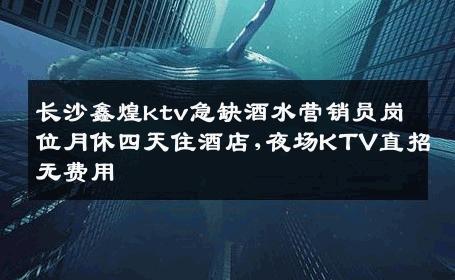 长沙鑫煌ktv急缺酒水营销员岗位月休四天住酒店,夜场KTV直招无费用