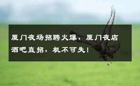 厦门夜场招聘火爆，厦门夜店酒吧直招，机不可失！